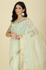Pista Green Kota Cotton Floral Resham Woven Saree