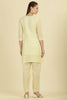 Pale Yellow Cotton Hacoba Style Neck-Embroidered Kurta Set