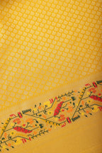 Mustard Soft Silk Zari and Resham woven Paithani Work Saree