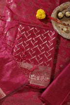 RanI Colour Zari Woven Silk Unstitched Suit Material