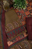 Olive Green Spun Printed Unstitched Suit