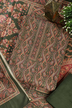 Green Color Pashmina Digital Printed Unstitched Suit Material