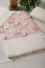 Cream & Red Cotton Chikankari Work Floral Printed Unstitched Suit