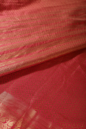 Fuchsia Color Zari & Resham Weaving Silk Saree