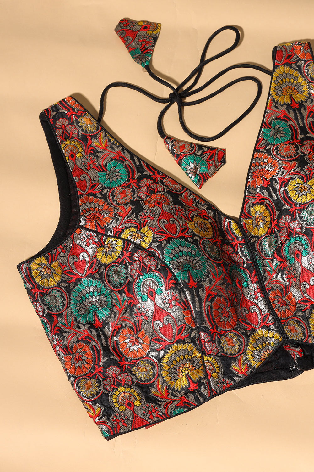 Black Brocade Sik Resham And Zari Woven Readymade Blouse