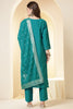 Teal Silk Embroidered Suit Set