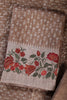 Tan Tussar Cotton Printed And Floral Embroidered Unstiched Suit Material