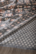 Grey Color Cotton Silk Abstract Printed Saree