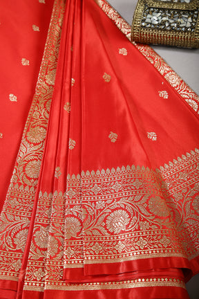 Red Color Gajji Silk Woven Saree
