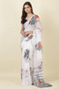 White Georgette Floral Printed Saree