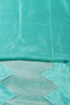 Turquoise Silk Zari Woven And Embroidered Unstitched Suit Material