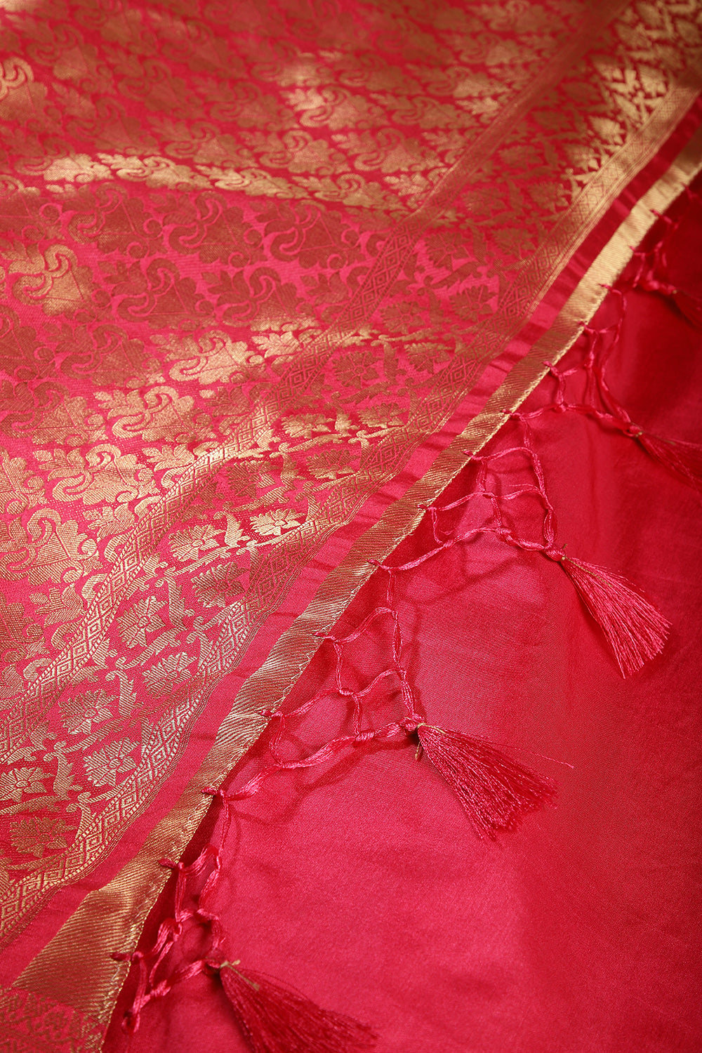 Magenta Pink Color Woven Silk Saree