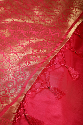Magenta Pink Color Woven Silk Saree