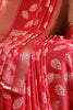 Venetian Red Color Block Printed Cotton Silk Saree