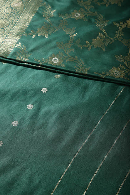Bottle Green Color Zari Woven South Silk Saree
