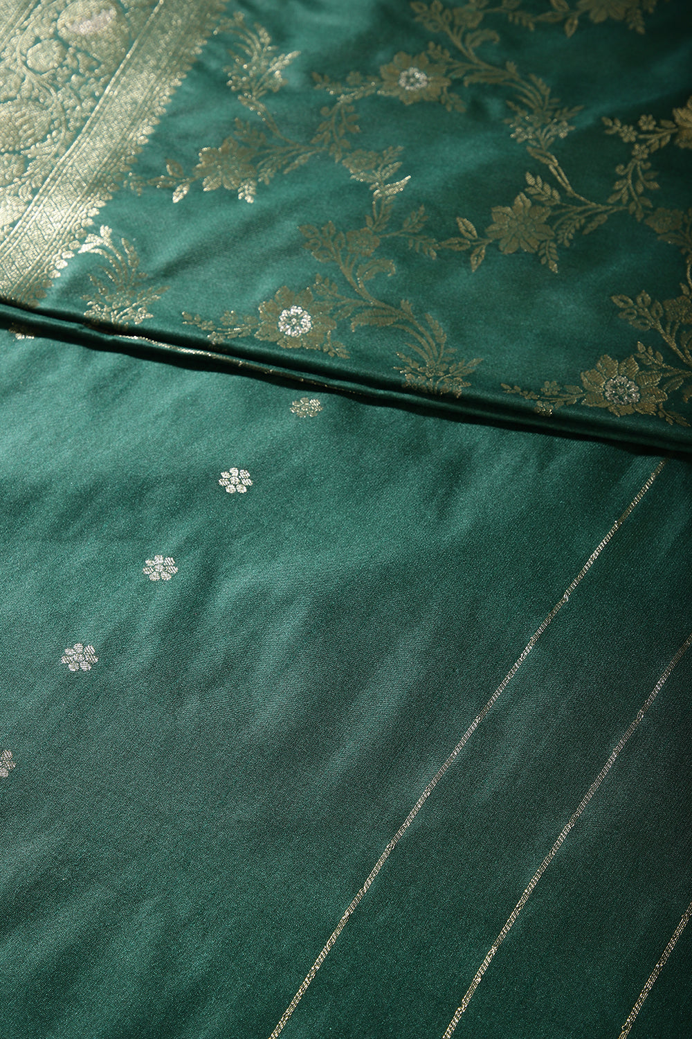 Bottle Green Color Zari Woven South Silk Saree