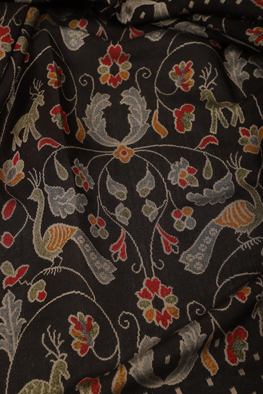 Black Kalamkari Printed Cotton Saree
