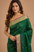 Green Cotton Silk Zari Work Saree