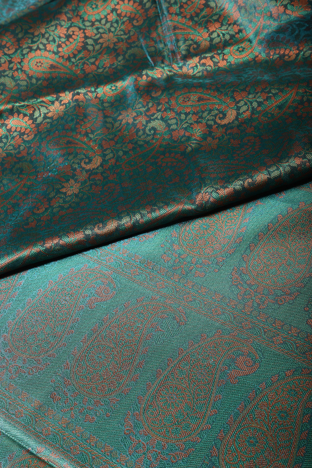 Teal Green Colour Silk Resham & Zari Woven Saree