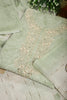 Green Color Linen Cotton Embroidery Unstitched Suit Material