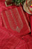 Red Silk Zari Woven And Bandhani Printed Unstitched Suit Fabric