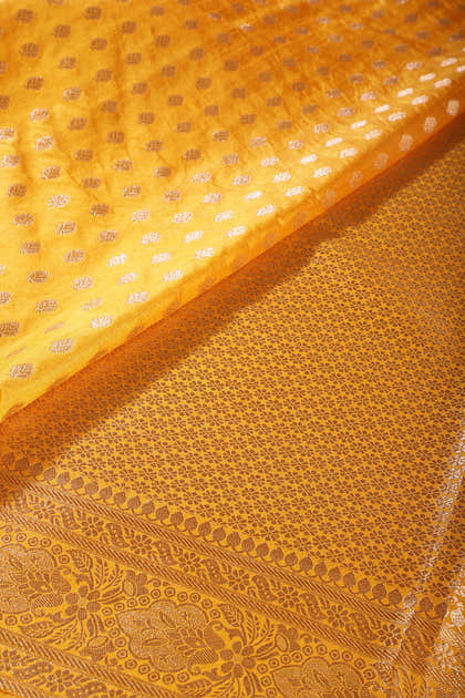 Mustard Color Cotton Silk Zari Woven Saree