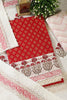 Red Cotton Woven And Lace Work Unstitched Suit Material