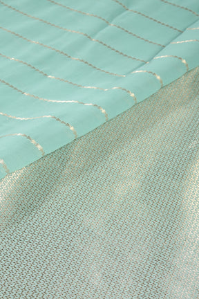 Turquoise Color Georgette Saree with Zari Pinstripes
