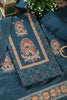 Blue Tussar Silk Printed Unstitched Suit Material