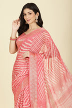 Pink Color Chiffon Leheriya Printed Saree