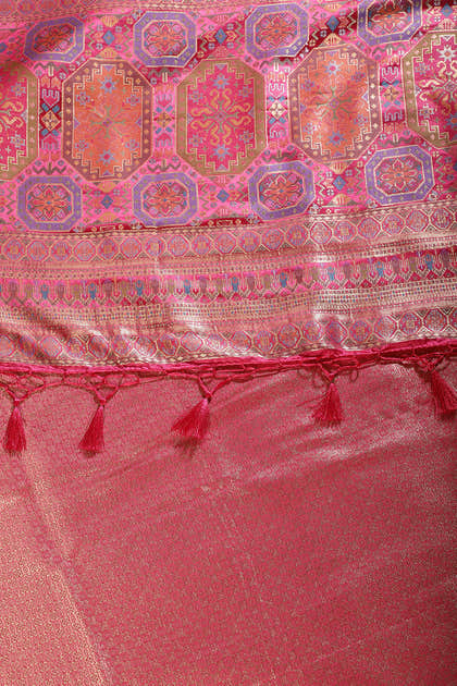 Rani Baluchari Silk Meenakari Woven Saree