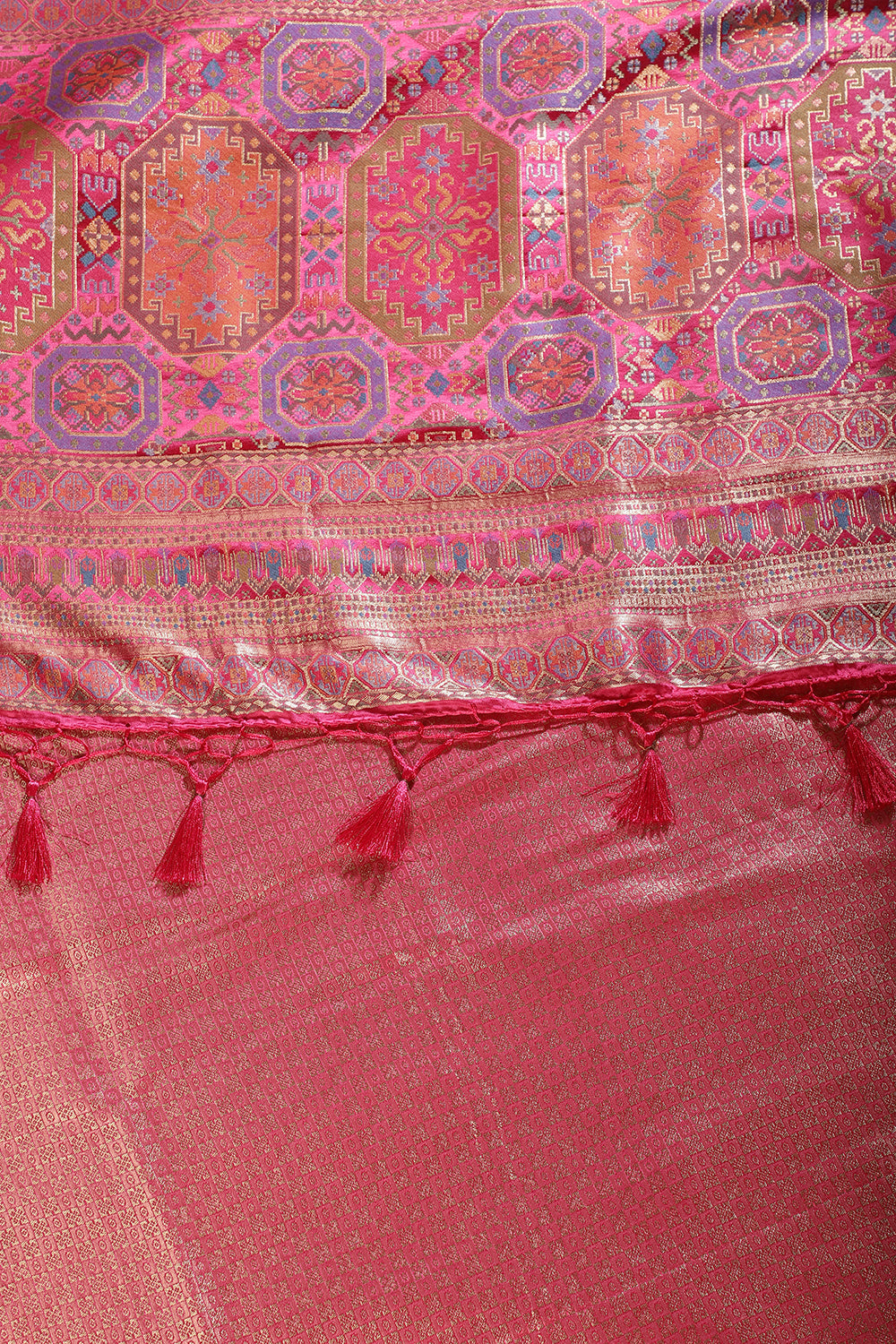Rani Baluchari Silk Meenakari Woven Saree