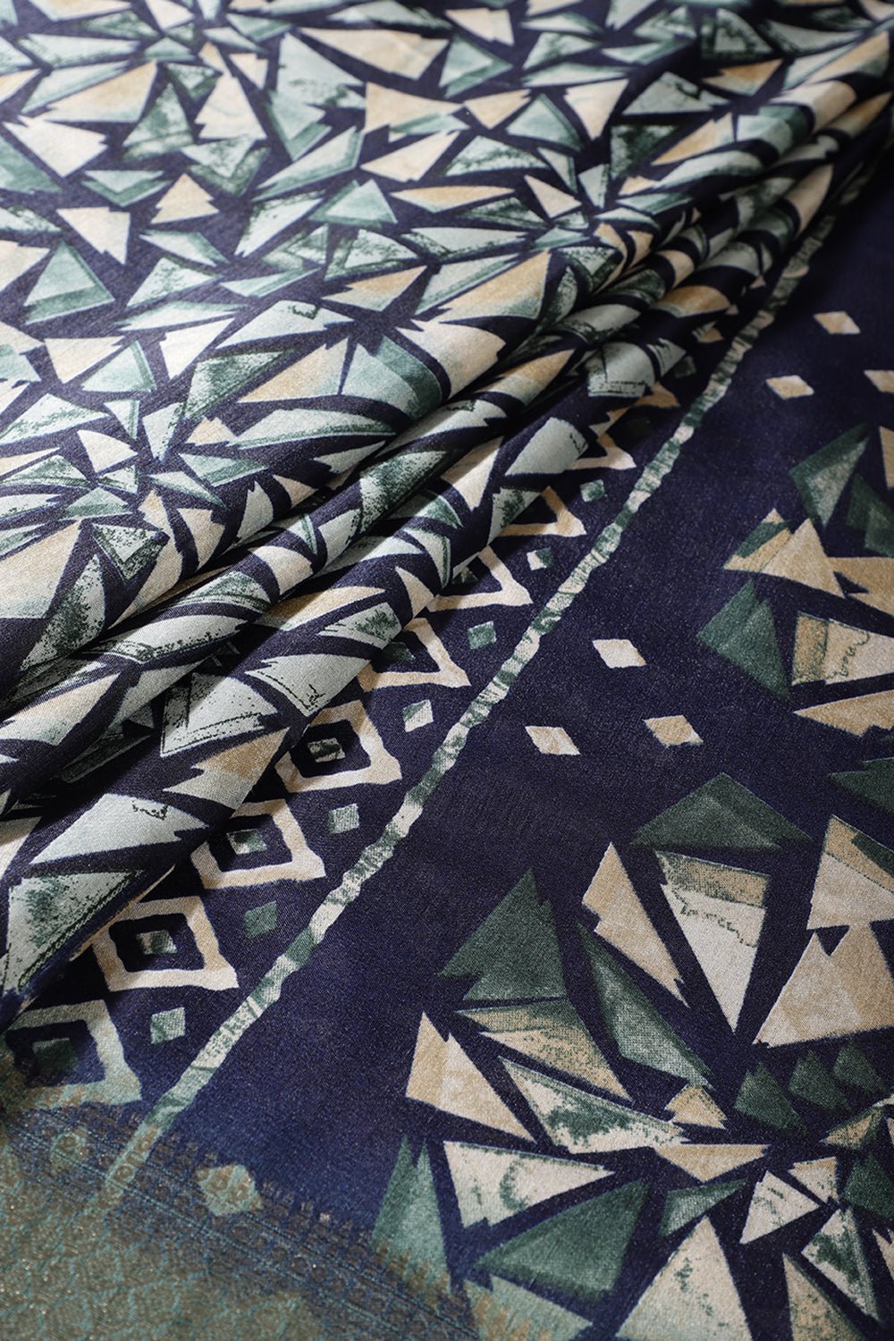 Navy Colour Printed Cotton Silk Saree