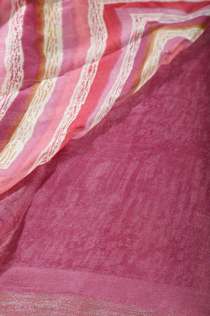 Mauve Chiffon Lehariya Printed Saree