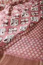 Dark Mauve Color Cotton Silk Abstract Printed Saree