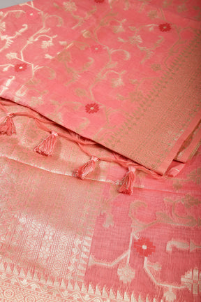 Pink Color Kota Woven Silk Saree