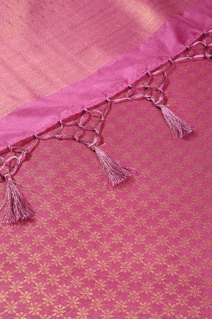 Dusty Pink Colour Soft Silk Leheria Zari Woven Saree