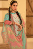 Turquoise Color Organza Printed Unstitched Suit Material
