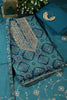 Blue Cotton Bandhani Printed & Neck Embroidered Unstitched Suit Fabric
