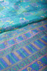 Teal Green & Blue Color Geometric Printed Tussar Silk Saree