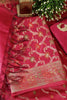 Fuchisa Coral Chanderi Silk Resham And Zari Woven Unstitched Suit Material