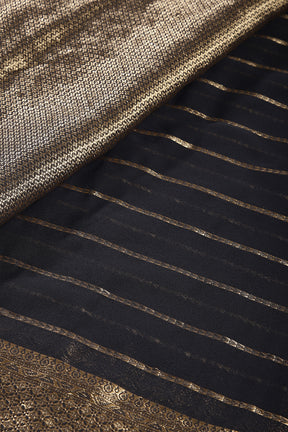 Black Color Georgette Saree with Zari Pinstripes