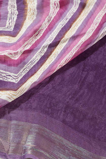 Purple Chiffon Lehariya Printed Saree