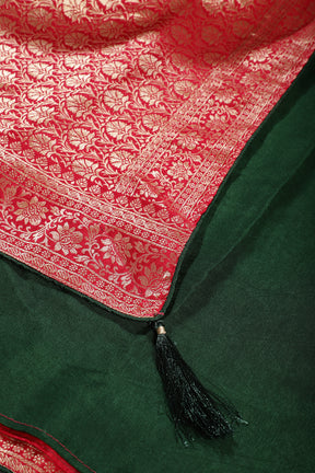 Rani Color Banarasi Woven Tussar Silk Saree