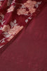 Dark Scarlet Zari Border & Floral Printed Chiffon Saree