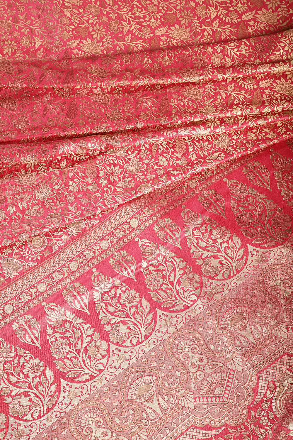 Fuchsia Pink Colour South Silk Heavy Woven Saree