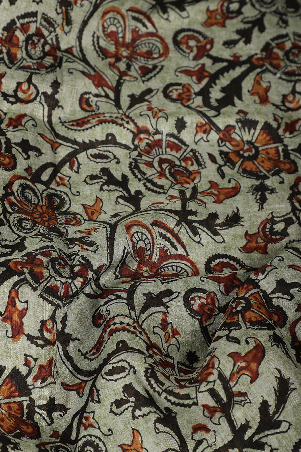 Sea Green Cotton Floral Printed Saree