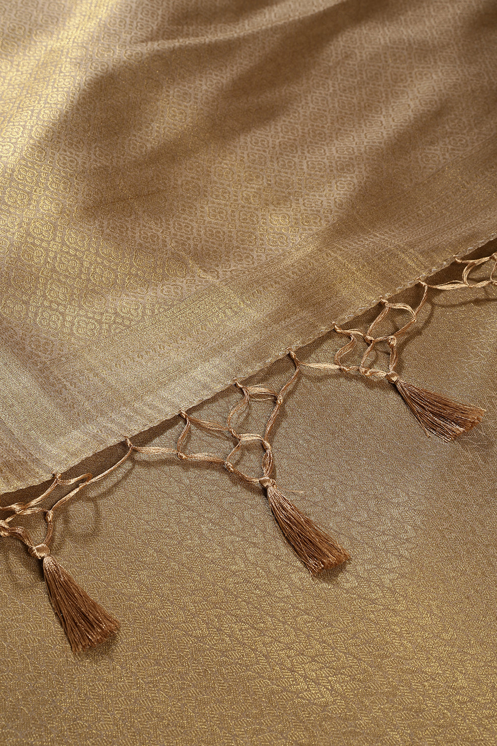 Beige & Golden Color South Silk Zari Woven Saree