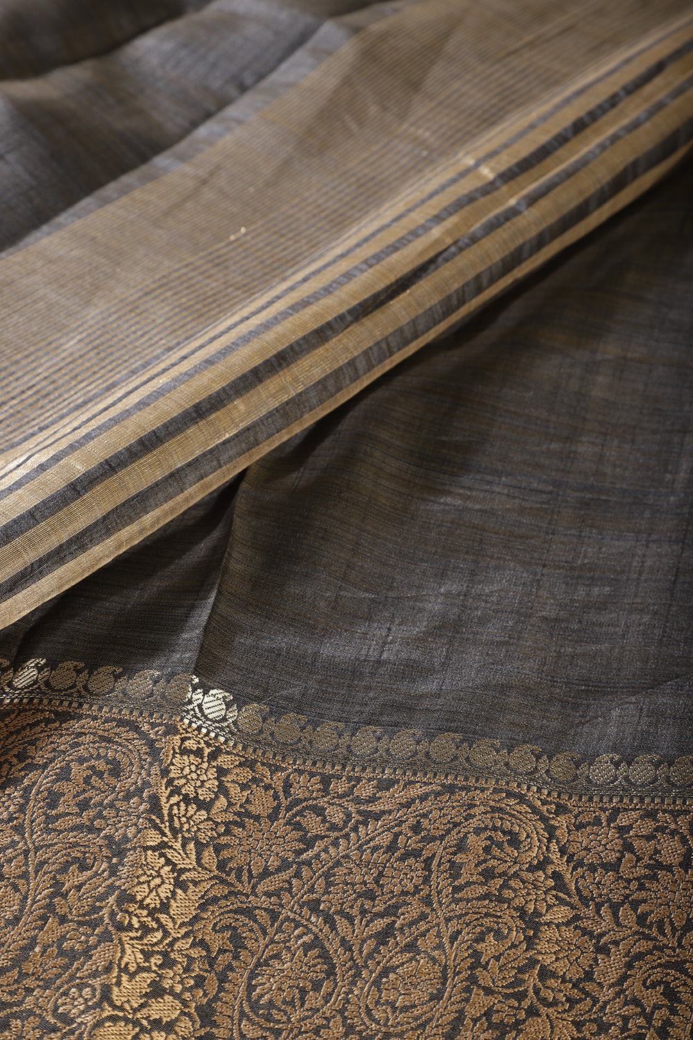Black Cotton Silk Woven Saree