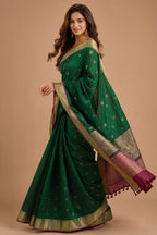 Green Cotton Silk Zari Work Saree